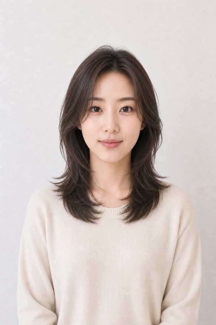 각진 얼굴형 어울리는 헤어스타일 적용 후
