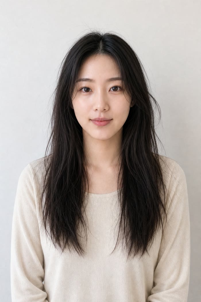 각진 얼굴형 어울리는 헤어스타일 적용 전